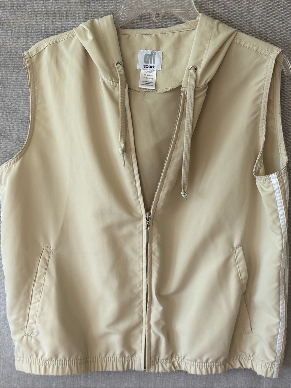 Women's Cream Hooded Sleeveless Jacket Vest